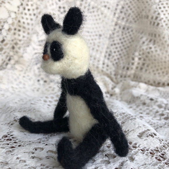 Handmade Needle Felted Panda Bear - Picture 3 of 9